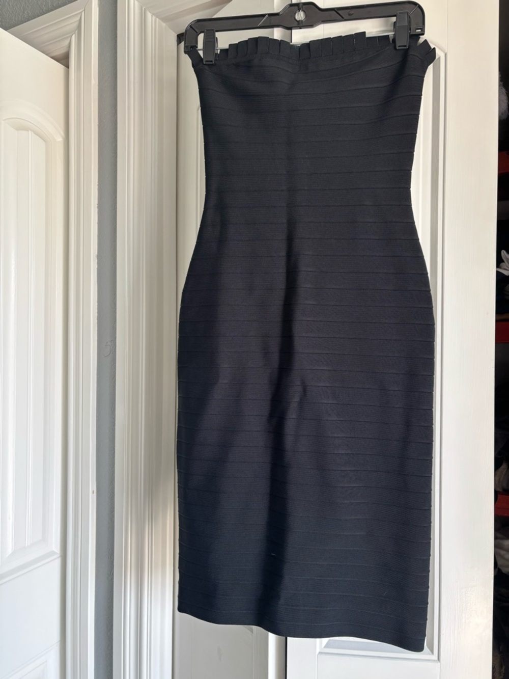 Herve Leger Strapless Black Bandage Dress